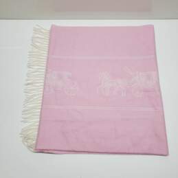 Coach Classic Horse & Carriage Oversized Pink/White/Wool Blend Scarf alternative image