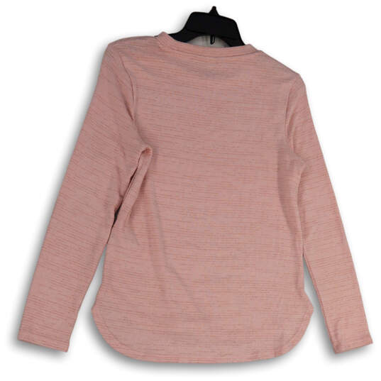 Womens Pink Long Sleeve Regular Fit Crew Neck Pullover T-Shirt Size Small image number 2