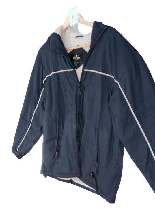 Mens Blue Long Sleeve Hooded Full Zip Winter Coat Jacket Size Medium image number 2