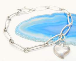 Tiffany & Co Elsa Peretti 925 Concave Heart Charm Paperclip Chain Bracelet 8.8g alternative image