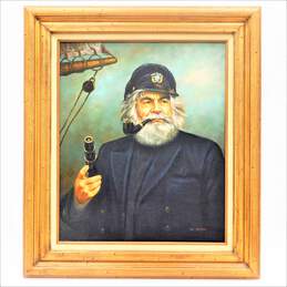 MCM Mid Century Kim Benson Artist Signed Painting Nautical Maritime Sea Captain