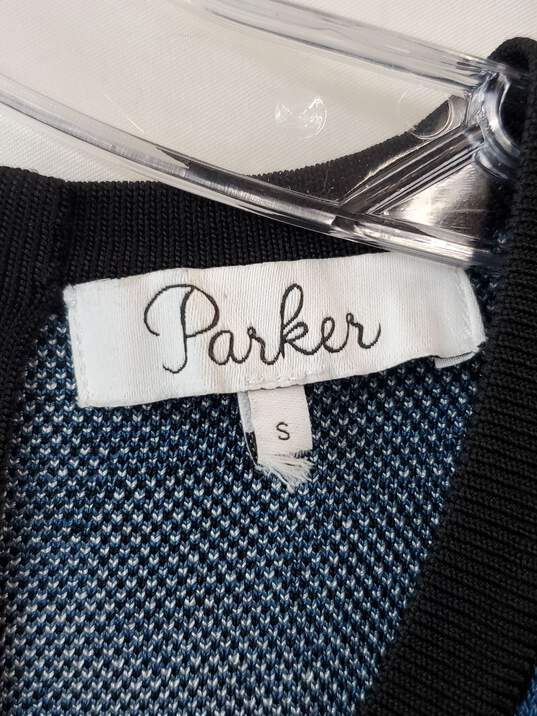 Parker Hartley Long Sleeve Mesh Arctic Blue Knit Dress Size S image number 3