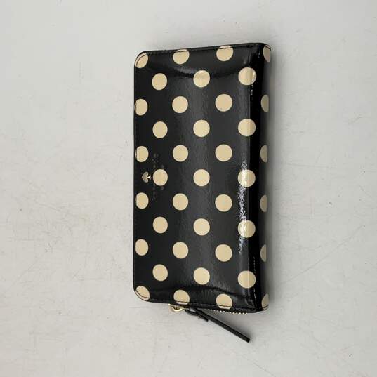 Kate Spade New York Womens Black White Polka Dot Clutch Zip-Around Wallet W/ Box image number 1