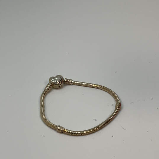 Designer Pandora 925 ALE Sterling Silver Snake Chain Heart Charm Bracelet image number 3