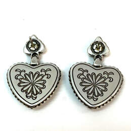 Designer Brighton Silver-Tone Water Lily Flower Heart Shape Drop Earrings alternative image
