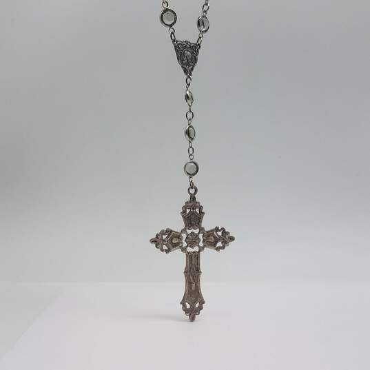 Sterling Silver Crystal Link Cross Rosary 25.4g image number 5