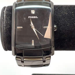 Designer Fossil FS-4159 Black Square Dial Stainless Steel Analog Wristwatch