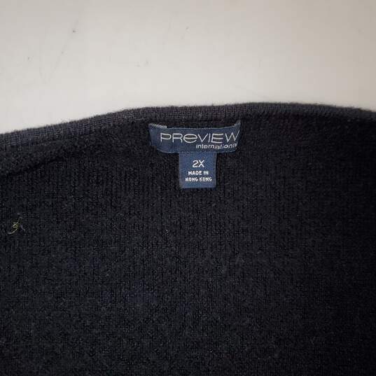 Preview International Black Merino Wool Cardigan Sweater Size 2X image number 3