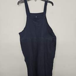 Fashion Sleeveless Cotton Linen Navy Overalls Baggy Tulip Capri Jumpsuits with Pockets alternative image