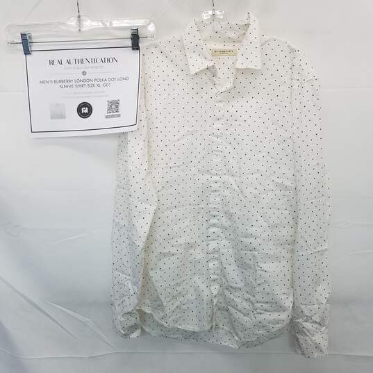 AUTHENTICATED Burberry London Polka Dot Long Sleeve Shirt Size XL image number 1
