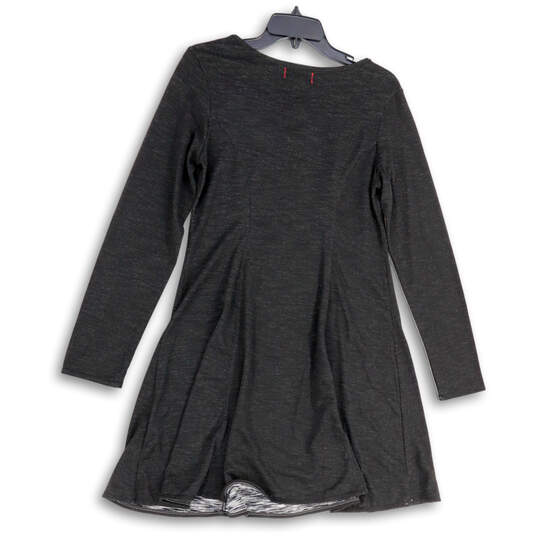 NWT Womens Gray Long Sleeve Scoop Neck Pullover A-Line Dress Size Small image number 2