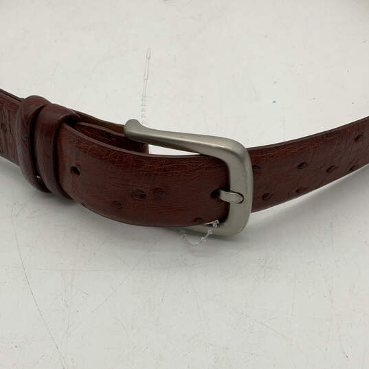 NWT Mens 35016 Brown Leather Adjustable Metal Buckle Waist Belt Size 38 image number 8