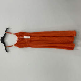 NWT Womens Orange Tie Neck Spaghetti Strap A-Line Dress Size Small