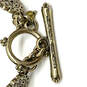 Designer Lucky Brand Gold-Tone Floral Etched Toggle Clasp Chain Bracelet image number 4