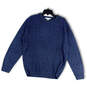 Womens Blue Knitted Long Sleeve Crew Neck Stretch Pullover Sweater Size L image number 1