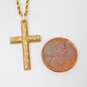 14K Yellow Gold Etched Cross Pendant On Rope Chain Necklace 4.9g image number 7