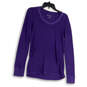 Womens Purple Round Neck Long Sleeve Knitted Pullover Sweater Size Medium image number 1
