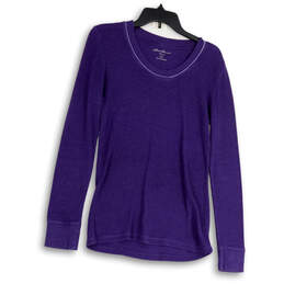 Womens Purple Round Neck Long Sleeve Knitted Pullover Sweater Size Medium