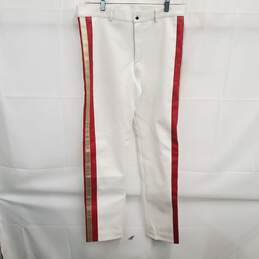 White Faux Leather Striped Marching Band Pants Men's Size 36x32