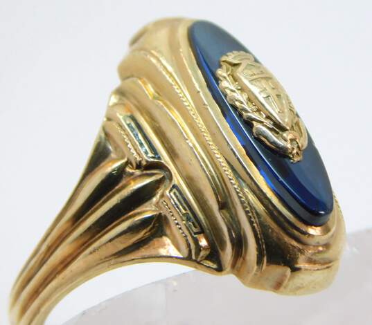 Vintage 1958 10K Yellow Gold Blue Spinel Class Ring 6.0g image number 8