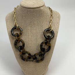 Designer J. Crew Gold-Tone Tortoise Acrylic Circular Link Chain Necklace