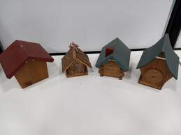 4pc Set of Assorted Wooden Handmade Birdhouses alternative image