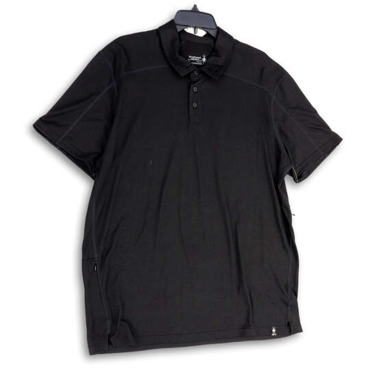 Mens Black Short Sleeve Spread Collar Classic Fit Polo Shirt Size XL image number 3