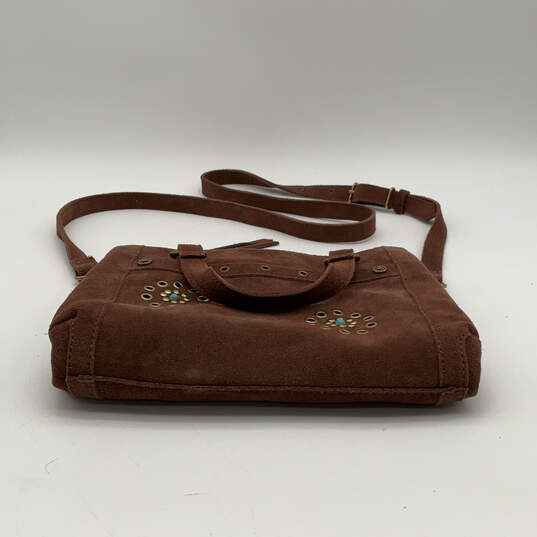 Womens Brown Leather Inner Zip Pocket Adjusable Strap Crossbody Bag image number 3