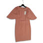 NWT Womens Pink Flared Sleeve Round Neck Back Zip Sheath Dress Size XL image number 1