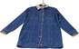 Womens Blue Sherpa Long Sleeve Collared Button Up Denim Jacket Size Small image number 5