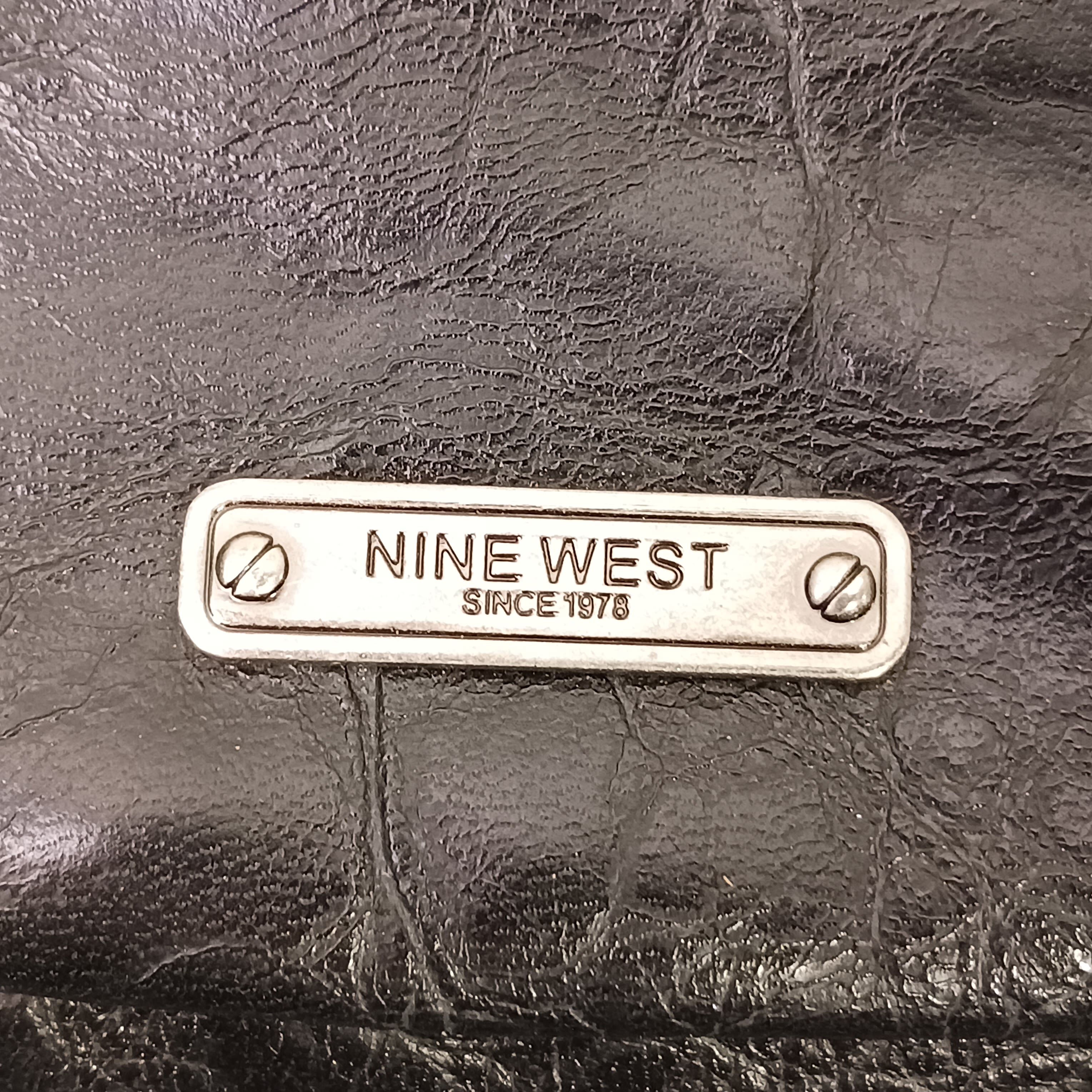 Nine West Black Faux Leather Shoulder Bag Purse Tote Black Excellent | eBay