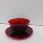 6 Piece Bundle of Ruby Red Pressed Glass Bowl and Saucers image number 5