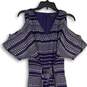 The Limited Womens Blue V-Neck Cold Shoulder Sleeve Tie Front Maxi Dress Sz 14T image number 4
