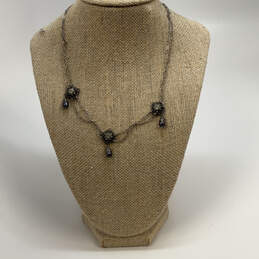 Designer Liz Palacios Silver-Tone Link Chain Double Strand Charm Necklace