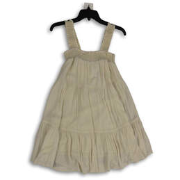 Womens White Pleated Square Neck Sleeveless Smocked A-Line Dress Size XS