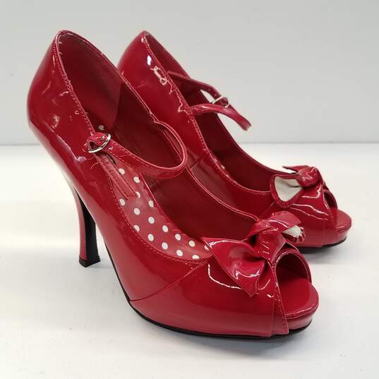 Pin Up Couture Cutiepie Red Heels Women's Size 8 image number 3