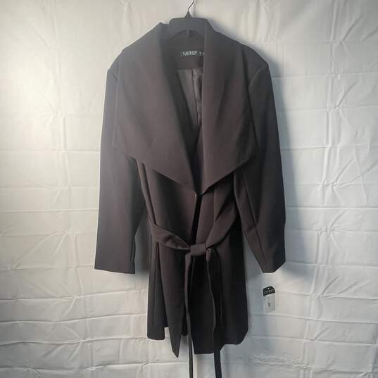 Ralph Lauren Women's Black Wide Lapel Wrap Coat Size 2X image number 1