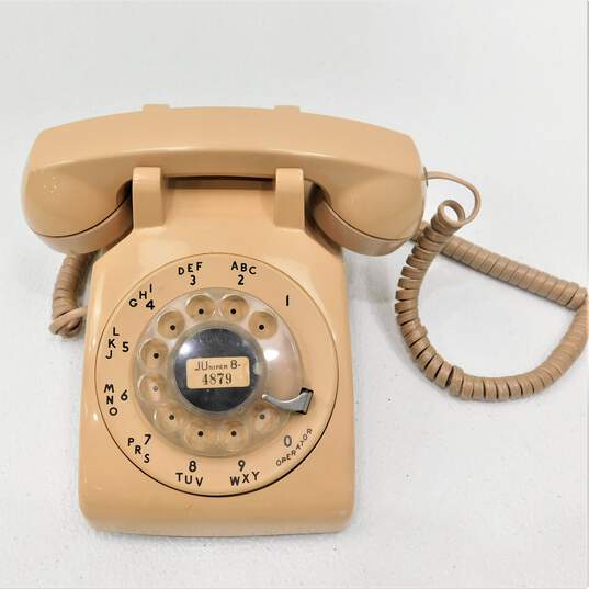 Vintage Bell System Western Electric Peach Beige Rotary Dial Desk Phone Landline Home Telephone image number 1