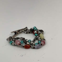 Designer Lucky Brand Silver-Tone Multicolor Glass Stone Beaded Bracelet alternative image