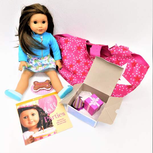 American Girl Doll Brown Eyes & Hair W/ Carrying Bag Pet Party Accessories & Party Craft Book image number 1