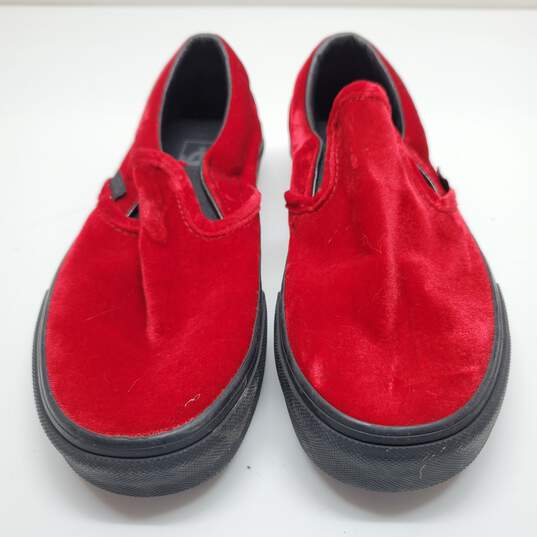 Vans Off The Wall Red Velvet Sneakers Low Top Slip On Shoes Size 5.5M/7W image number 2