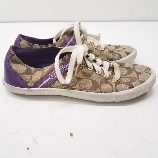 COACH Lesley Signature Print Canvas Sneakers Women's Size 8 B image number 3