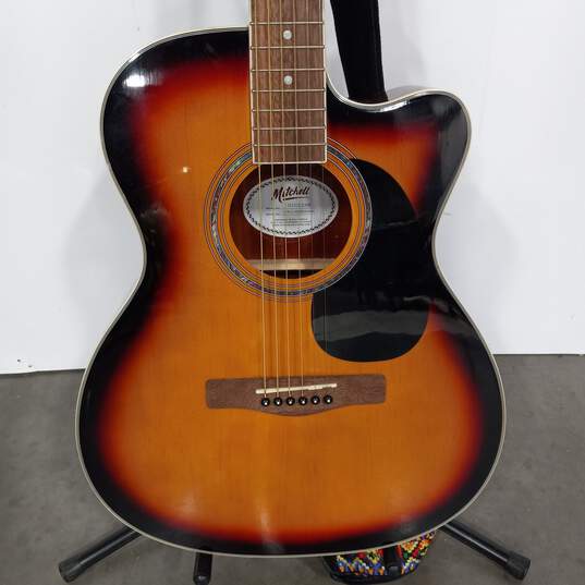 Mitchell Acoustic Guitar In Case w/ Picks & Stand image number 4