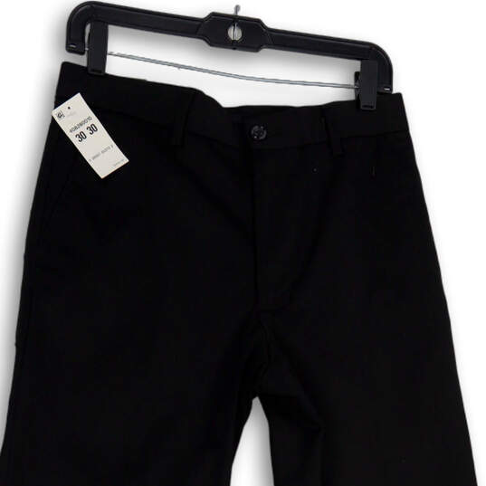NWT Mens Black Pleated Signature Straight Leg Khaki Pants Size 30x30 image number 1