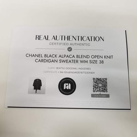 Chanel Black Alpaca Blend Open Knit Cardigan Sweater Women's Size 38 image number 6