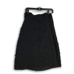 Isda & Co. Womens Black Silk Flat Front Pull-On Midi A-Line Skirt Size 8