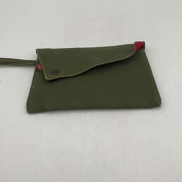 Womens Olive Green Flap Pocket Wrist Strap Clutch Pouch Wallet