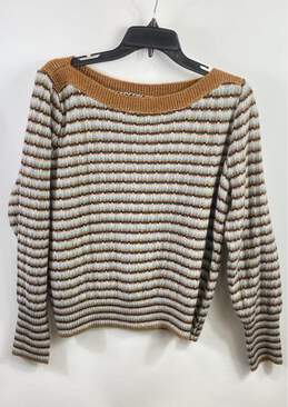 Nine West Brown Striped Knit Sweatshirt - Size Large