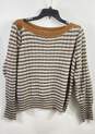 Nine West Brown Striped Knit Sweatshirt - Size Large image number 1