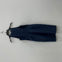NWT Womens Blue Round Neck Sleeveless Slit Knee Length Sheath Dress Size 6 alternative image